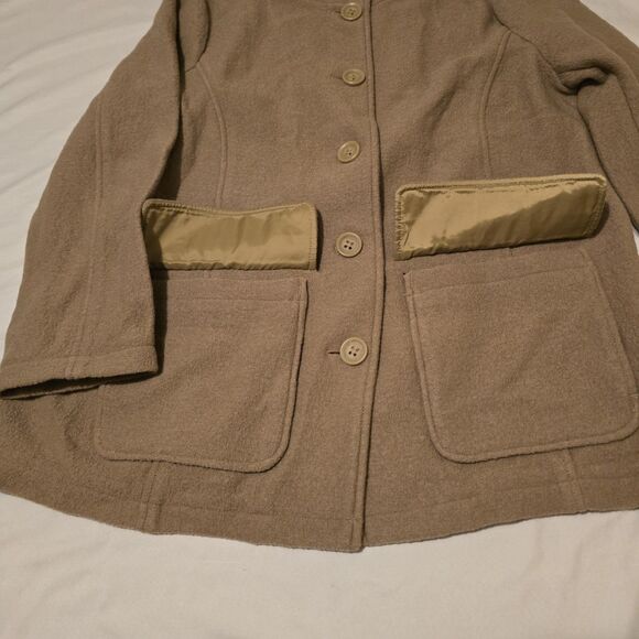 L.L. Bean Pea Coat 100% Bellandi Italian Wool Beige Women’s 1X - Picture 2 of 9